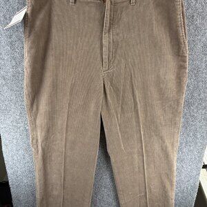 NWT Haggar Brown Corduroy Pants Men 38x34 Soft All Cotton Expandable Waistband